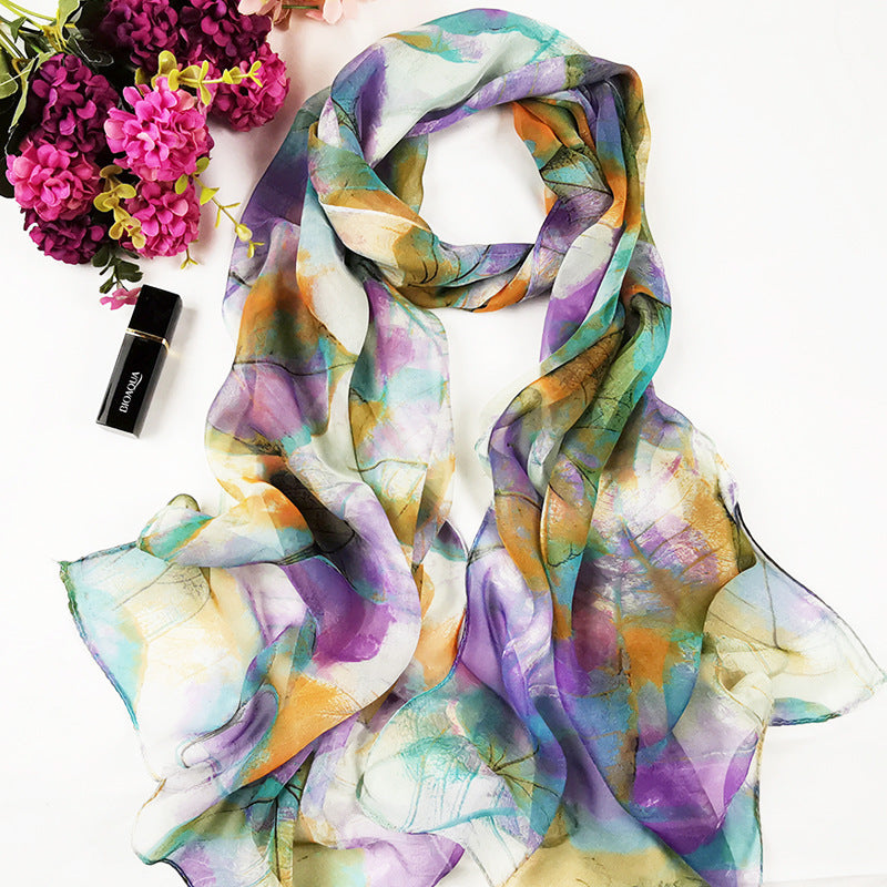 Summer Women's Sunscreen Long Silk Scarf
