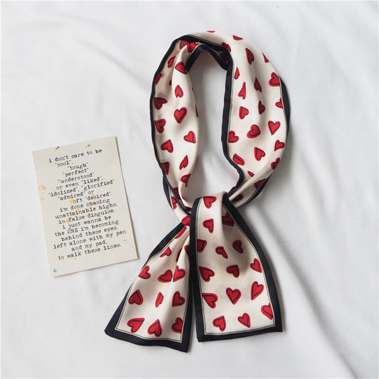 Simple temperament double satin silk scarf