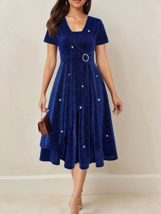 Celestara Crystal Drape Dress