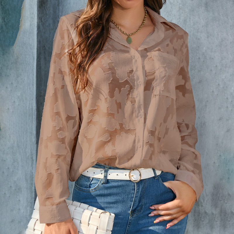SheerMuse Jacquard Blouse