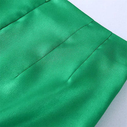 New Buttoned Silk-satin Textured Skirt Miniskirt