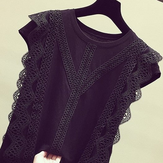 Hollow Lace Ice Silk Cotton Short Sleeves