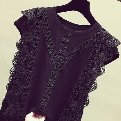 Hollow Lace Ice Silk Cotton Short Sleeves