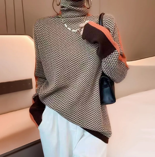 CozyLoom Plaid Jacquard Turtleneck
