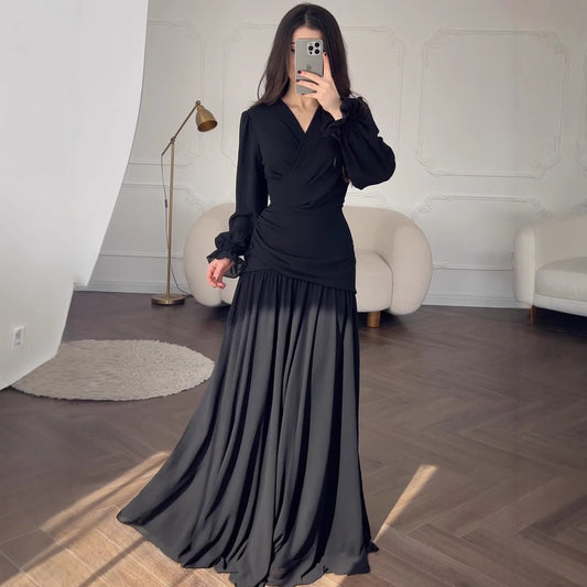 Veloura Noire Chiffon Gown