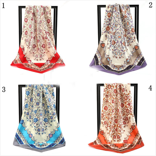 Women's Silk Scarf Satin Printed Scarf Silk-like Satin