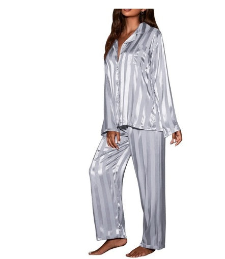 Imitated Silk Pajamas Women's Ice Silk Long Sleeve Loose Homewear