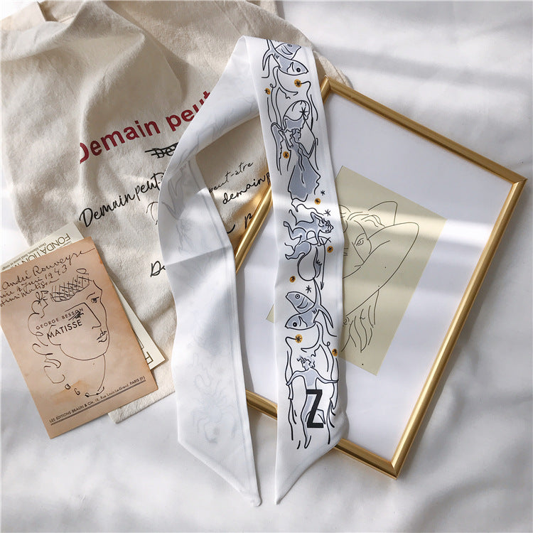 Handle Small Silk Scarf Headband Ribbon Scarf