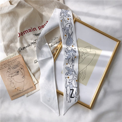 Handle Small Silk Scarf Headband Ribbon Scarf