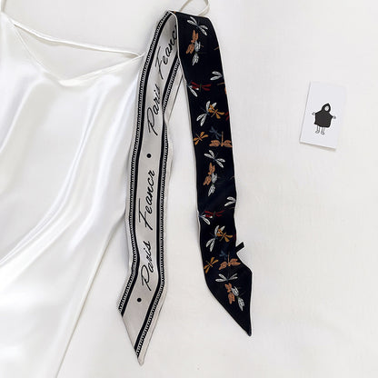 Double-sided Small Streamer Women Long Silk Scarf