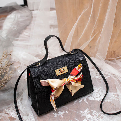 Litchi pattern shoulder bag silk scarf bag