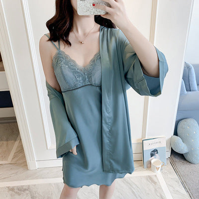 Two-piece silk pajamas