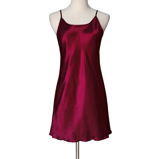 Sleeveless Plus Size Imitation Silk Suspender Skirt