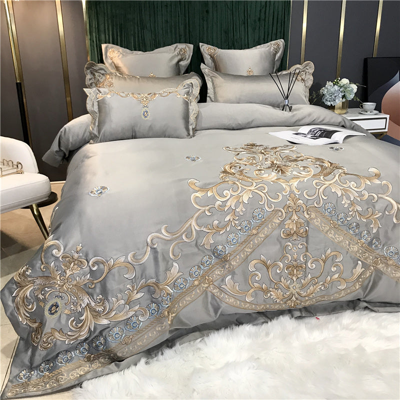 High End Embroidery And Washed Silk Net Red Bedding