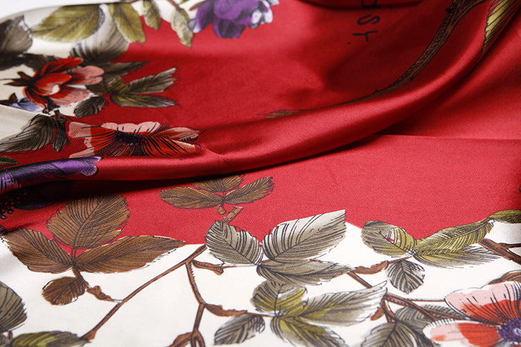 Women's Vintage Printed Silk Scarf