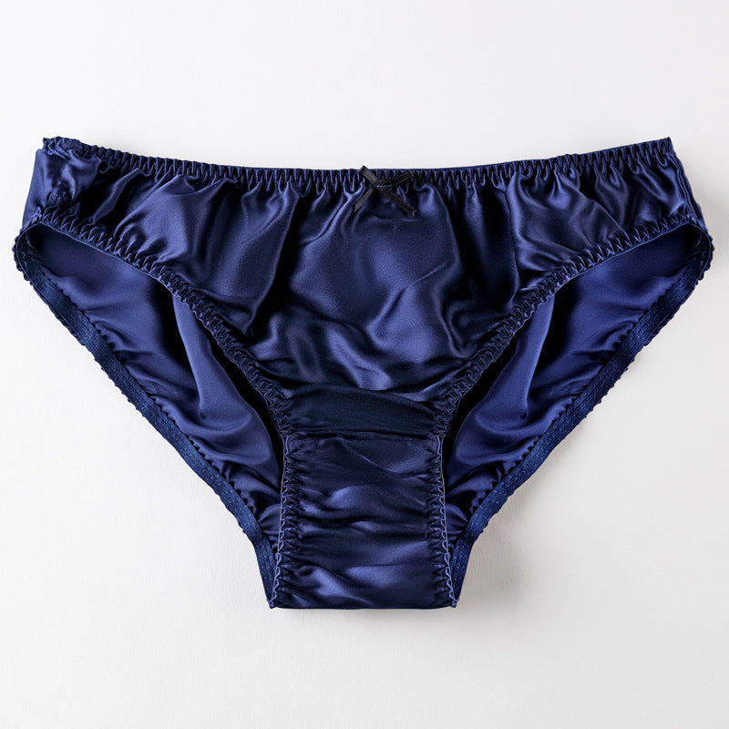 Women's Simple Small Bowknot Solid Color Silk Briefs
