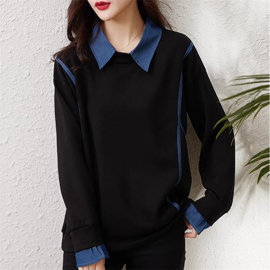 DenimBlend Patchwork Sweater