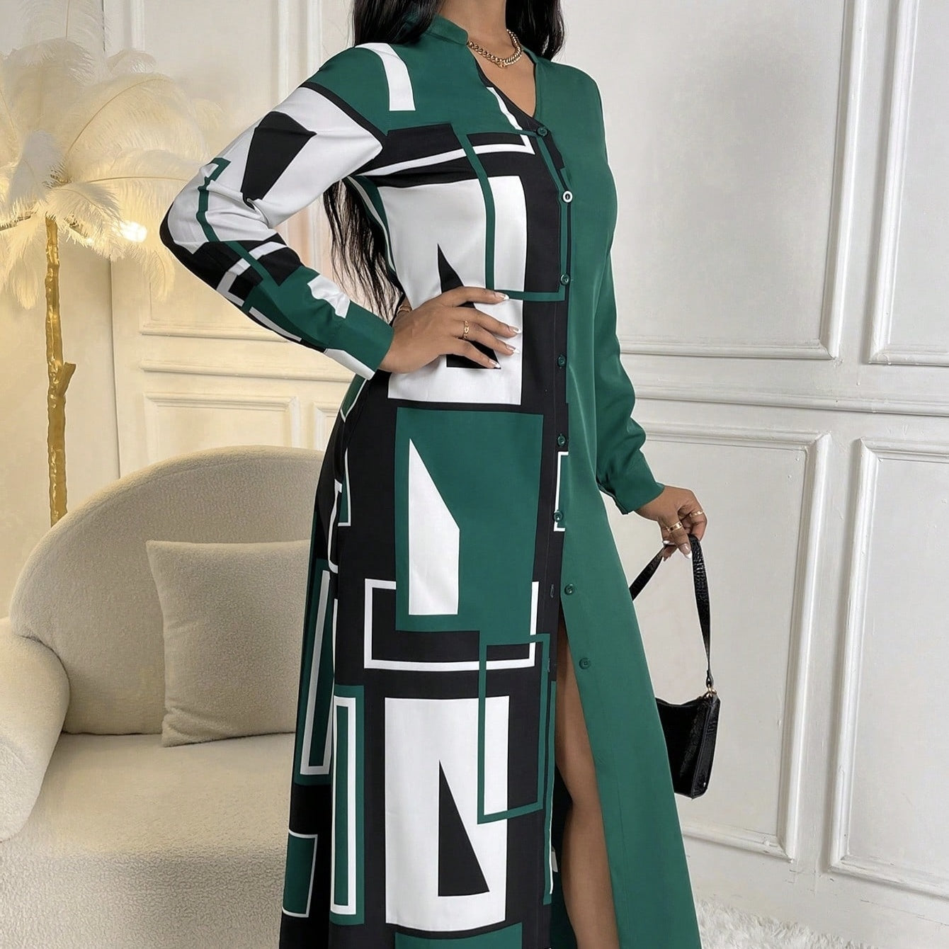 Valerienne V-Neck Print Maxi Dress
