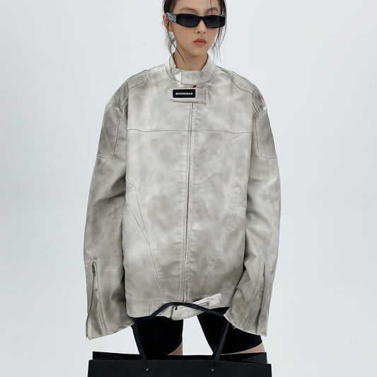 RebelEdge Distressed Leather Moto Coat