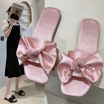 Women's Fashion Solid Color Silk Bow Shoes