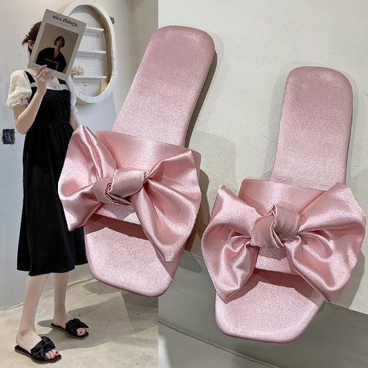 Women's Fashion Solid Color Silk Bow Shoes