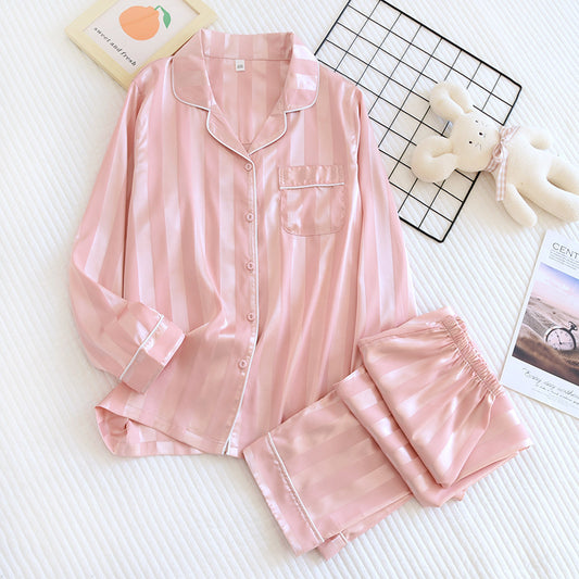 Men's Long Sleeve Silk Pajamas Ice Silk Home Wear Thin Suit