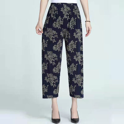 Women's Fashion Loose Casual Ice Silk Stretch Nine-quarter Pants