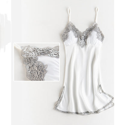Ice Silk Thin Sling Nightdress Nightgown Five-piece Home Service