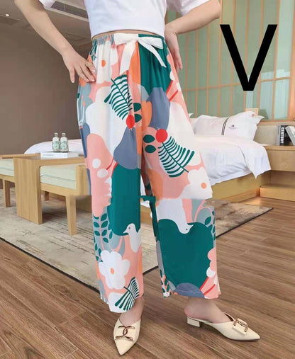 Cotton Silk Pajama Pants, Thin Cotton Silk Wide-leg Pants, Home