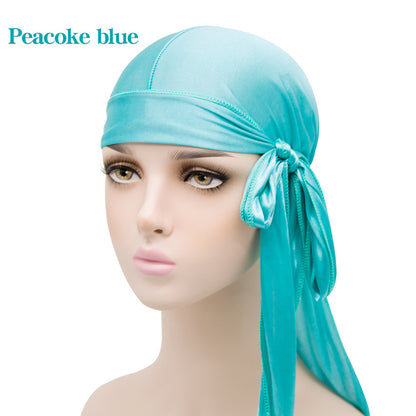 Silk Long Tail Turban Hat Silk Pirate Hat
