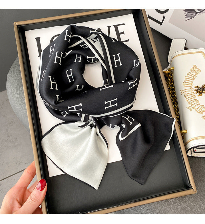 Ink Painting Boxer Small Silk Scarf Fashion Decoration