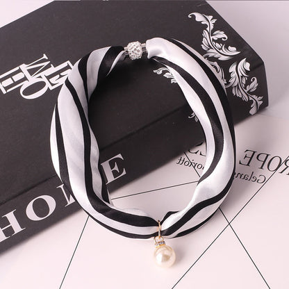 Women's Fashion Print Embellished Silk Scarf