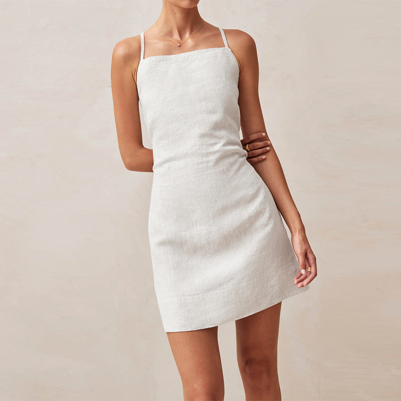 : Silken Ember Lace-Up Dress