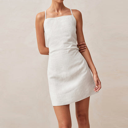 : Silken Ember Lace-Up Dress