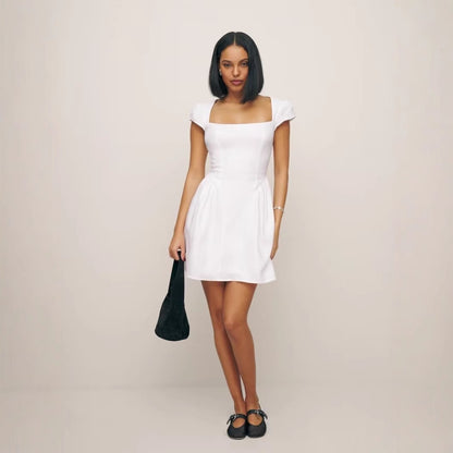 Lunara Square Neck Linen Dress