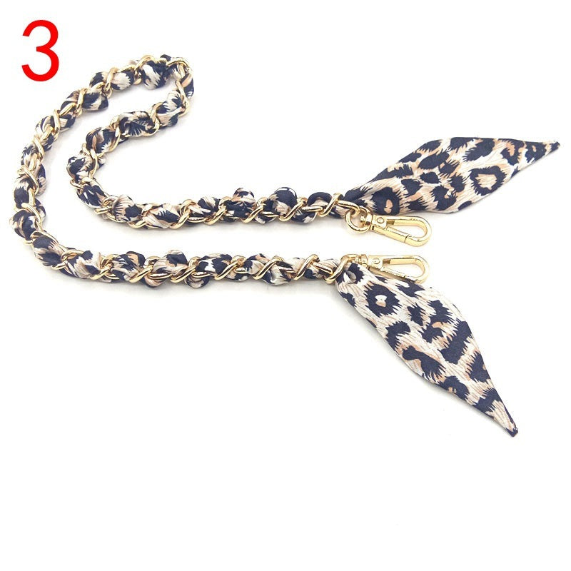 Silk Scarf Metal Chain Strap Short Shoulder