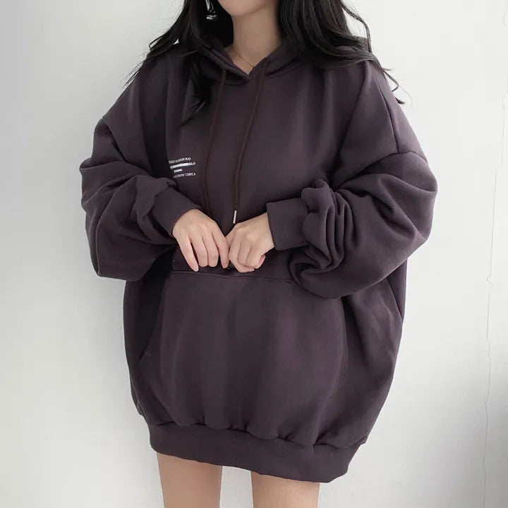 Velvet Padded Hooded Sweatshirt Women's Coat