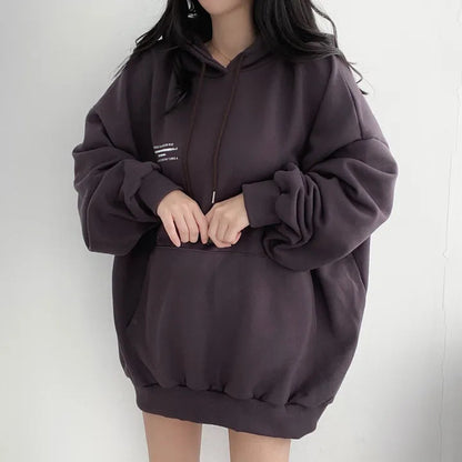 Velvet Padded Hooded Sweatshirt Women's Coat
