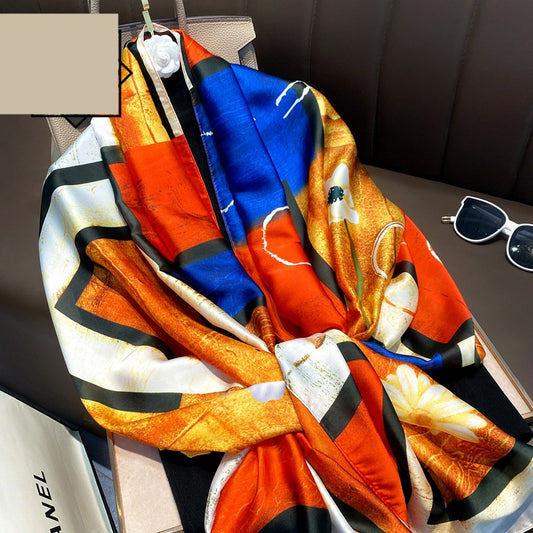 Summer Silk Women's Thin Section Fashion Lengthened Scarf Shawl