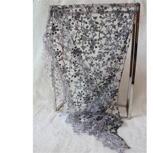 Fashion Hollow Lace Rose Burnt Triangle Silk Scarf
