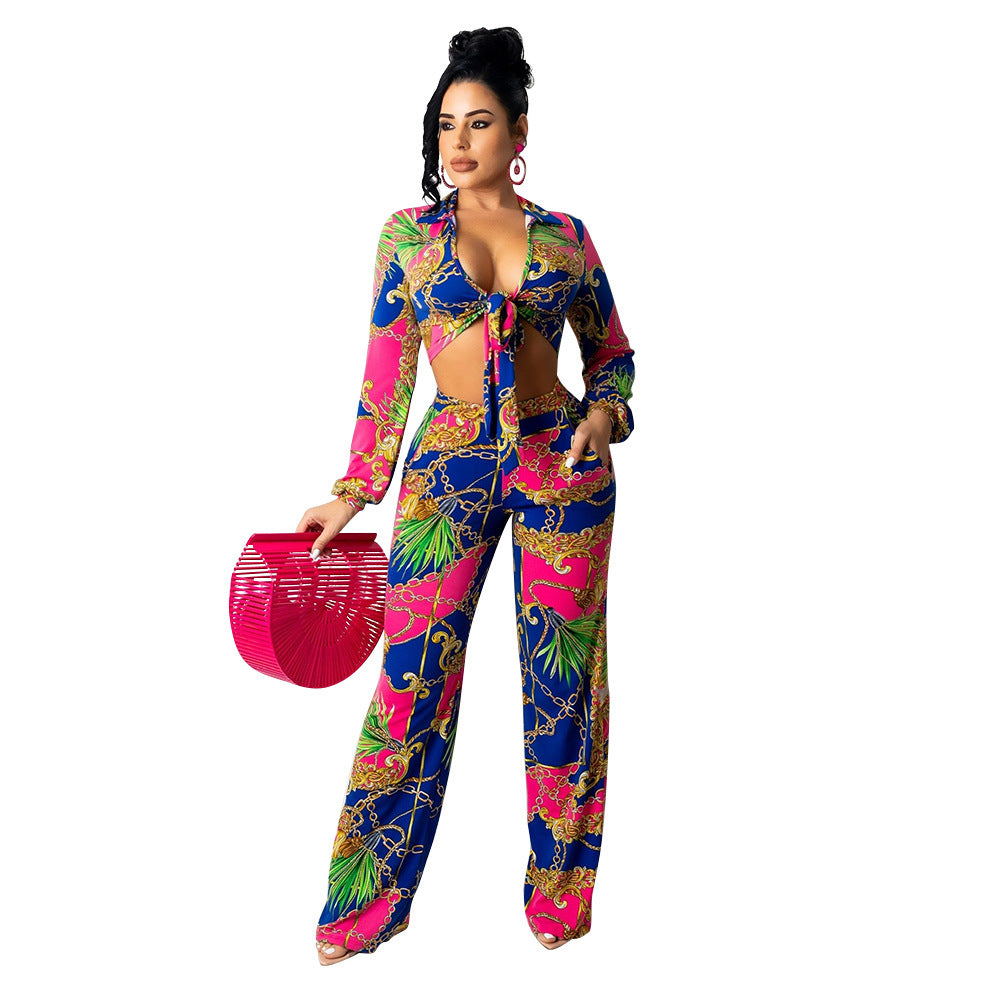 Sports And Leisure Milk Silk Printing Two-Piece Suit