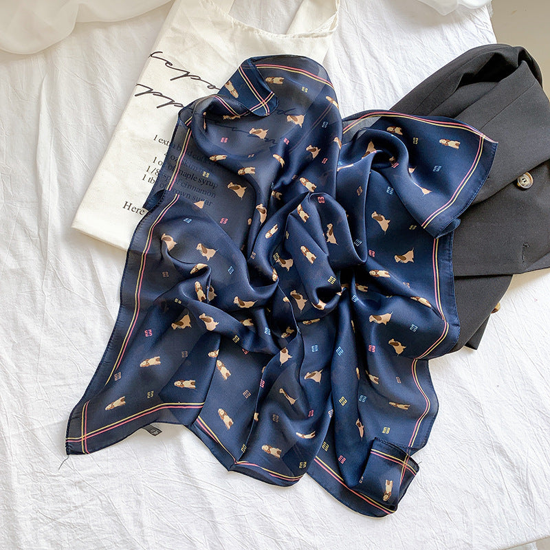 Simple  Wild Fashion Color Matching Color Simulation Silk Square Scarf