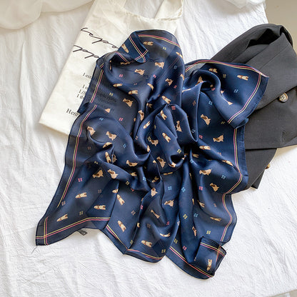 Simple  Wild Fashion Color Matching Color Simulation Silk Square Scarf