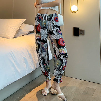 Icy Silk Loose Drawstring High Waist Bloomers