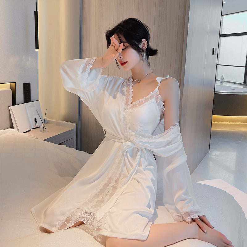 Two-piece Nightgown With Ice Silk Sling Skirt