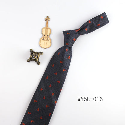 Business Clothing Tie Factory Wholesale Men's Trendy Striped Jacquard Polyester Silk Tie Work Workplace Amazon