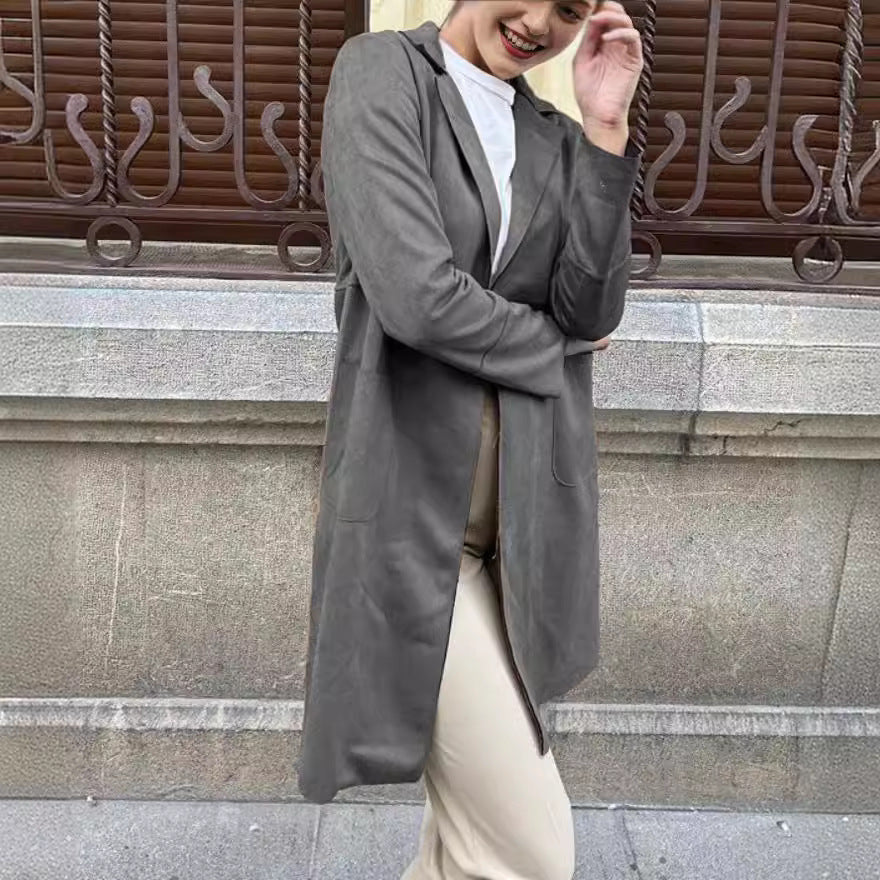 Velour Grace Suit Collar Trench