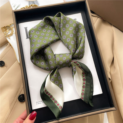Silk Square Scarf Women's Neck Warmer Women's Hair Band