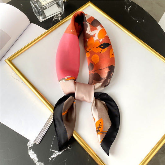70x70cm leaf pattern silk scarf