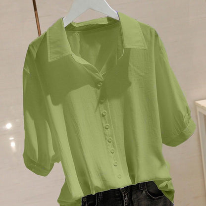Short Sleeve Ice Silk Shirt Design Sense Loose Slimming